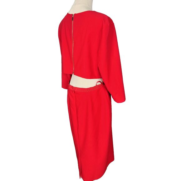 Gabrielle Union Red Cutout Bodycon Midi Dress Size 12 - Picture 14 of 16